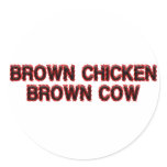 Brown Chicken Brown Cow Round Sticker