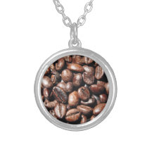 BROWN COFFEE BEANS PHOTOGRAPHY BACKGROUNDS FOODS PERSONALIZED NECKLACE