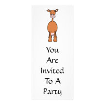 Brown Cow Cartoon. Front. Personalized Invitation