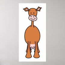 Brown Cow Cartoon. Front. Print