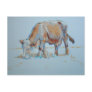Brown Cow Grazing Painting Bronzed Bovine Post Card
