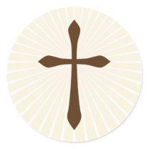 Brown cross on cream abstract light rays stickers