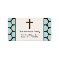 Brown Cross Religious address Label
