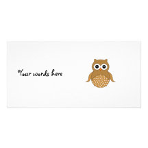Brown cute owl photo greeting card