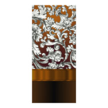 Brown damask floral pattern personalized rack card