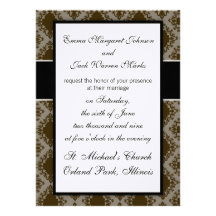 brown diamond damask pattern invitations