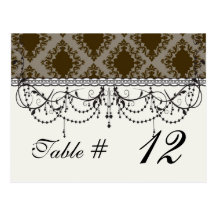 brown diamond damask pattern post cards