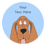 Brown Dog Cartoon. Hound. Round Stickers