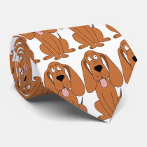 Brown Dog Cartoon. Hound. Custom Tie
