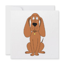 Brown Dog. Hound Cartoon with Collar. Custom Announcements