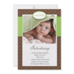 Brown Dots Vertical Birth Announcement