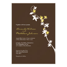 Brown et invitations jaunes de mariage