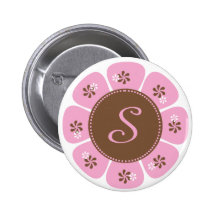 Brown et monogramme rose S Badge