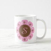 Brown et monogramme rose S Tasse À Café