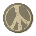 Brown Faded, Grunge Style Peace Sign Refrigerator Magnets