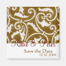 Brown Floral Save The Date Magnet - Customized