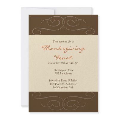 Brown florish fall custom Thanksgiving invitation by FidesDesign