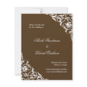 Brown flourish classy scroll wedding save the date invitations