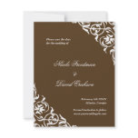 Brown flourish classy scroll wedding save the date invitations