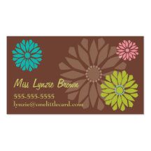 Brown Flower Power Business Card