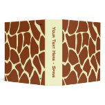 Brown Giraffe Print Pattern. 3 Ring Binder
