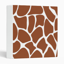 Brown Giraffe Print Pattern. 3 Ring Binders