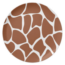 Brown Giraffe Print Pattern. Plates