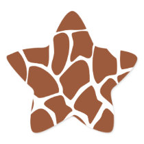 Brown Giraffe Print Pattern. Star Stickers