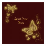 Brown gold butterfly elegant invitation