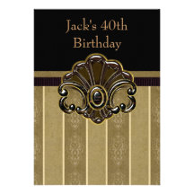 Brown Gold Mans 40th Birthday Party Invitations