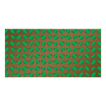 Brown green shamrocks and hearts customized photo card