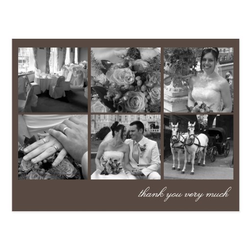 Brown grid collage 6 photos memories thank you postcard