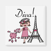 Brown Hair Diva Refrigerator Magnet