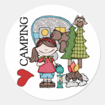Brown Hair Girl I Love Camping Sticker