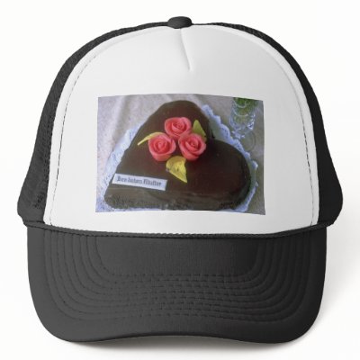 Brown Heart-shaped cake for Mother's Day flowers Trucker Hats by blueyellowtube