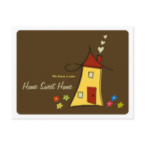 Brown Home Sweet Home / We Moved Postcard