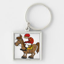 Brown Horse Jockey Key Chain