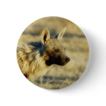 Brown hyena wildlife badges buttons