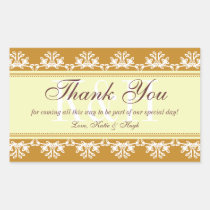 Brown lace border thank you out of town gift bag stickers