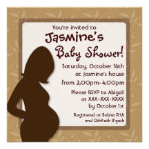 Brown leafy theme pregnancy baby shower invites