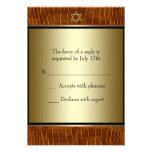 Brown Leather Black Bar Mitzvah RSVP Personalized Invites
