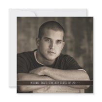 Brown Leather Boys Photo Graduation Announcement