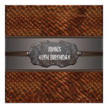 Brown Leather Mans 40th Birthday Party Invite