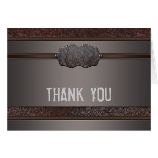 Brown Leather Metal Brown Thank You Cards Zazzle