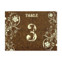 Brown Leather Table Number Card (Cream, flat) Postcard