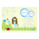Brown mermaid cute girls birthday party invitation
