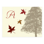 Brown Oak Tree Wedding Monogram Response Card Post Card