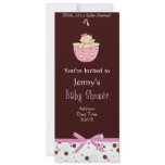 Brown on Polka Dot Pink Baby Shower Invitations