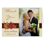 Brown Orange Ivory Dried Leaves Thank You Card