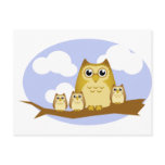 Brown Owl Family - 3 kids Post Cards